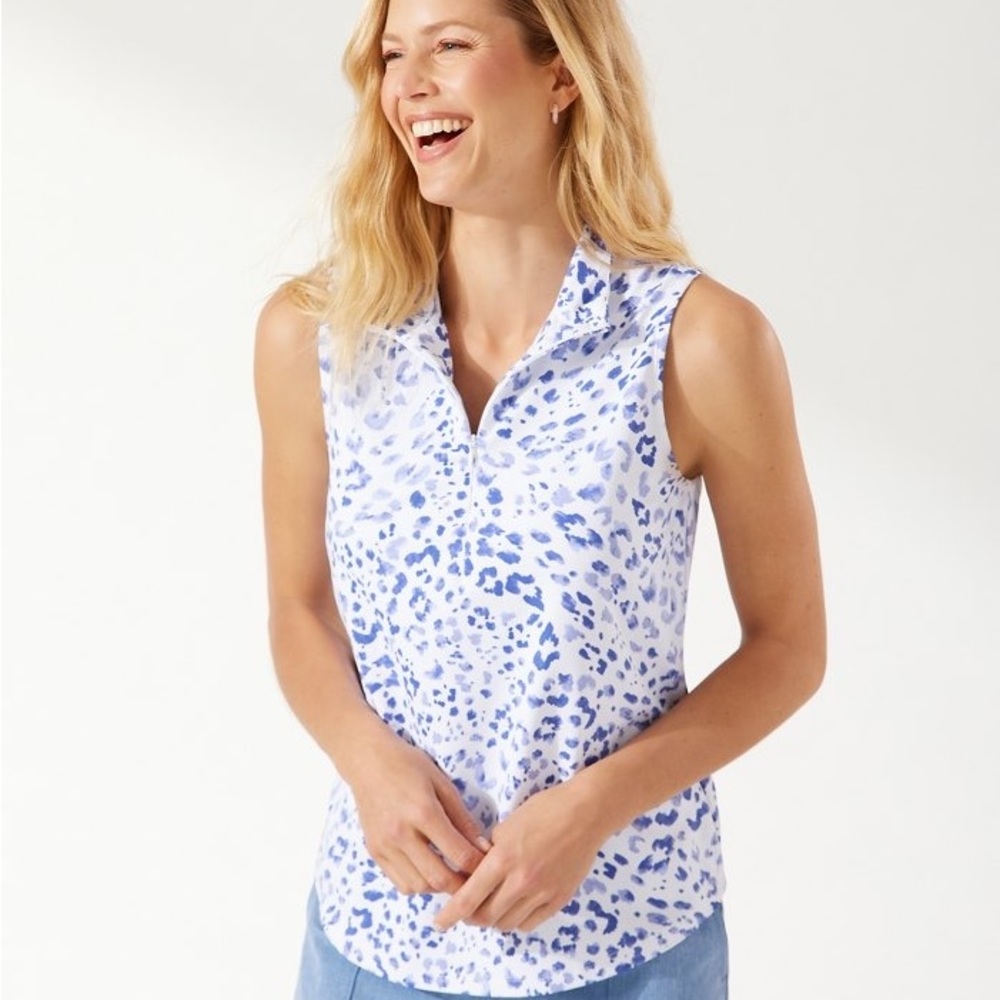 Tommy Bahama 
Aubrey Leopard Islandzone Mock Top
Orig.$110.00